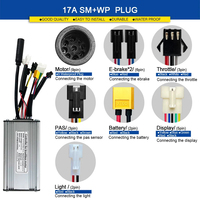Contrôleur de vélo électrique KT 36V/48V 17A à onde sinusoïdale avec fonction d'éclairage et affichage KT LCD3 LCD11 LED880, accessoires pour moteur 350W