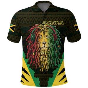 Sublimación impresa Día DE LA Independencia de Jamaica Polo Jamaica Lion Roar Polo con estilo salvaje Dropshipping OEM ODM - Product Image 2