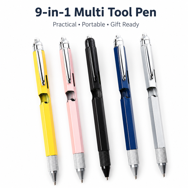 9 in 1 Multitool Promotional Ballpoint Pen with LED Light Screwdriver for Business Gift OEM