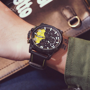 Montre-bracelet multifonctionnelle décontractée pour hommes, bracelet en cuir - Product Image 2