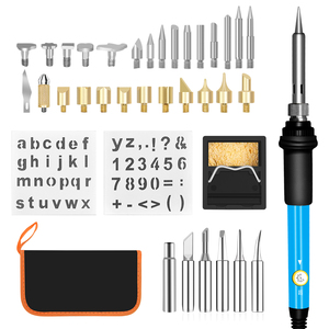 Kit d'outils de <span class=keywords><strong>pyrogravure</strong></span> et de soudage <span class=keywords><strong>sur</strong></span> <span class=keywords><strong>bois</strong></span> 37 pièces/ensemble, stylo à brûler le <span class=keywords><strong>bois</strong></span> 60W, fer à souder avec embouts de <span class=keywords><strong>pyrogravure</strong></span> et embouts de soudage - Product Image 1