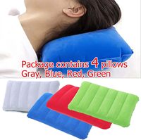 Lot de 4 oreillers de voyage gonflables ultralégers, oreiller en tissu floqué pour les voyages, les vacances, la randonnée, le camping, la sieste
