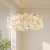 Plafonnier Français Moderne De Luxe Lustre En Cristal En Acier Inoxydable Plafonnier Salon Chambre Hôtel Table À Manger