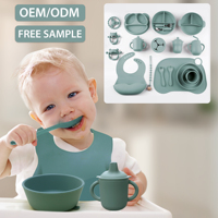 Ensemble d'alimentation pour bébé en silicone sans BPA cuillère à bavoir anneau de dentition sucette entraînement tasse à boire ventouse bol assiette Snack tasse-pour enfants à manger