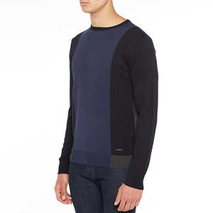 เสื้อสเวตเตอร์แขนยาวของผู้ชายแบบสีพื้นเทคนิคการย้อมเส้นด้าย - Product Image 2