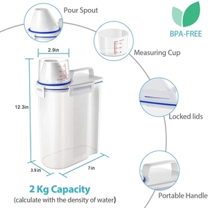 Hộp đựng gạo 2kg, hộp đựng ngũ cốc kín khí, hộp đựng thực phẩm khô, hộp bảo quản thực phẩm với thiết kế kín khí, kèm cốc đong - Product Image 3