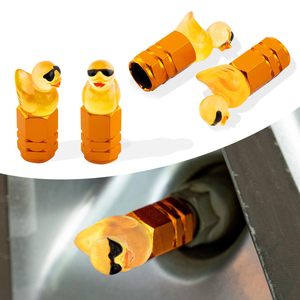 Duck Tire Valve Caps 4-Piece Set Stainless Steel <b>Screw</b>-On With <b>Sunglasses</b> Glow In Dark Wheel Decorations - Product Image 3