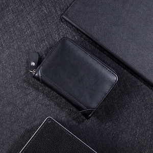 Men's Mini Zip <b>Wallet</b> Solid Color Leather Coin Purse Card <b>Holder</b> Everyday Use JF02 - Product Image 3
