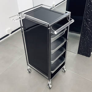 Chariot de Salon Pliant Multifonctionnel en Acrylique à 4 Roues pour Salon de Beauté Moderne et Salon de Coiffure Mobile, Idéal pour le Nail Art - Product Image 6