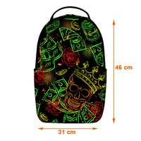 Sac à dos Neon Graffiti Skull Cash Money, style streetwear, sac de voyage, sac de sport, sac d'école avec sangle respirante