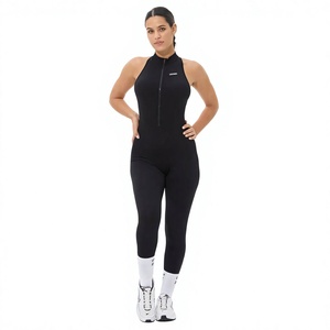 Custom Logo Solid Backless Yoga Jumpsuits <b>Shorts</b> Butt Lifting Sleeveless Tight Activewear Breathable Quick Drying Gym <b>Bodysuits</b> - Product Image 1