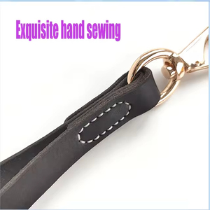 Laisse <span class=keywords><strong>pour</strong></span> <span class=keywords><strong>chien</strong></span> courte en cuir véritable, durable et exquise, cousue à la main, anti-explosion, accessoire <span class=keywords><strong>pour</strong></span> animaux de compagnie - Product Image 5