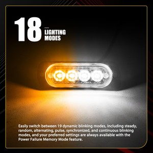 AUXITO 4PCS 4LED Feux de Grille Clignotants Stroboscopiques Blanc Ambre pour Camion 12W - Product Image 2