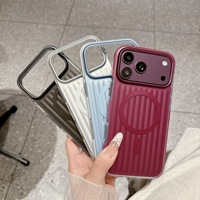 Coques de téléphone portable rayées au design de luxe, protection magnétique mate pour iPhone 17 Pro Max 18 Pro Max