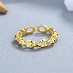 Cross Chain <b>Ring</b> 4Mm Copper Alloy <b>Adjustable</b> Opening Unisex Jewelry Silver Gold Color Geometric Shape Fashion Bracelet - Product Image 2