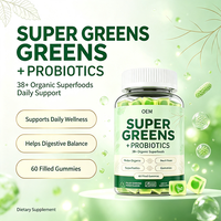Super Greens Plus Probiotiques Saveur Pêche 60 Gummies Remplis OEM Complément Alimentaire pour le Soutien Quotidien au Bien-être Fabriqué en Chine