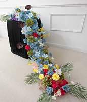 Composition florale artificielle moderne en cascade, chemin de table pour mariage, centre de table long en soie, arrangement floral de 200 cm pour banquets et événements
