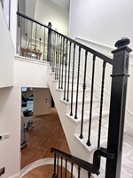 Rampe d'escalier traditionnelle Tanlong, balustrade de terrasse, balustres en bois pour escalier droit, meneaux en fer, escalier classique en bois et fer