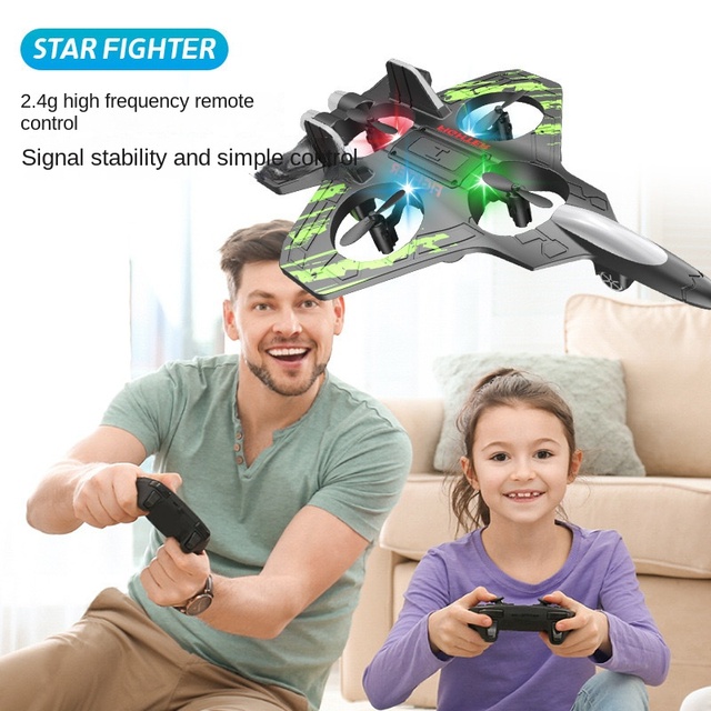 Best-selling New Remote Control Aircraft Fighter Model Glider Plastic Drone Children's Little Boy Toy Follow Me Electric 80m