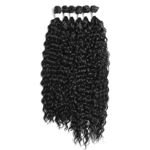 Lot de 6 mèches de cheveux synthétiques en fibre haute température, 260g, double trame, ondulation brésilienne, densité 180% - Product Image 2