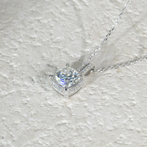 GoldleaF New Design Cushion Cut <b>Moissanite</b> <b>Necklace</b> 2.5CT D Color VVs1 <b>Moissanite</b> 925 Sterling Silver <b>Necklace</b> Anniversary - Product Image 6