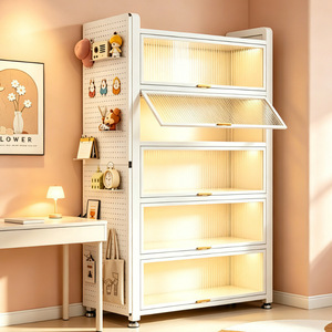 Bibliothèque Yan En en acier avec portes cannelées, armoire de rangement sur pied pour bureau à domicile et chambre d'enfant - Product Image 1