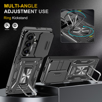 Coque de protection pour téléphone portable avec fenêtre coulissante pour appareil photo, support anneau et support arrière pour Samsung Z Flip7 Z Fold7