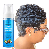 Mousse coiffante enroulante pour cheveux, coupe pixie, marque privée, non rigide, ajoute de la brillance, à l'huile d'olive