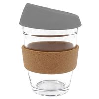 Tasse à eau en verre minimaliste 8oz avec couvercle incliné en silicone, manchon en liège anti-brûlure, cadeau d'affaires, tasse à café en verre, logo personnalisé imprimé