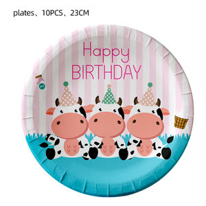Decoraciones para Fiesta de Cumpleaños con Temática de Vaca Rosa, Artículos para Fiesta de Cumpleaños de Niña, <span class=keywords><strong>Kit</strong></span> de Vajilla Desechable - Product Image 3