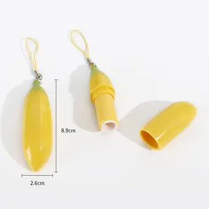 スポット供給12.1mmユニークな素敵なバナナ型の口紅チューブ、吊り下げロープ付きリップグロス空の口紅コンテナ空の口紅