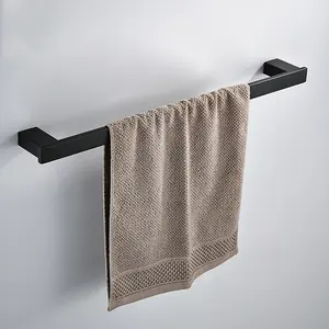 Современный прочный черный держатель для полотенец из нержавеющей стали 304, настенный подвесной матовый одинарный держатель для полотенец для ванной комнаты