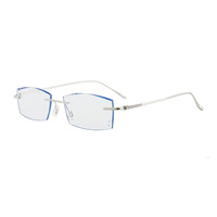 Lunettes photochromiques sans monture en alliage de titane, verres anti-lumière bleue, légères, sans monture, pour hommes et femmes