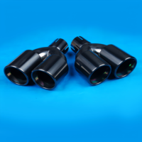 Tubo de escape de coche de acero inoxidable Chapado en negro de doble salida de 3,5 pulgadas, tubo de cola doble decorativo para modificación de vehículos