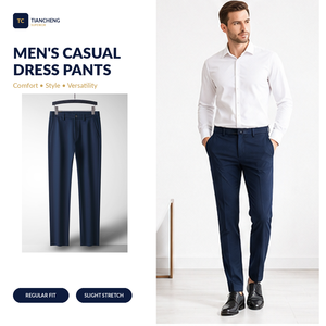 <span class=keywords><strong>Pantaloni</strong></span> Chino da <span class=keywords><strong>Uomo</strong></span> Casual Business, Gamba Dritta, in Misto Cotone Elasticizzato, Vestibilità Regolare, Vita Media, Personalizzabili OEM - Product Image 2