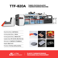 Volledig Automatische 3-Stations Vlees Snacks Ei PS/PLA/PET/PP/PVC Schalen Vormende Thermoformmachine Hoge Productiviteit