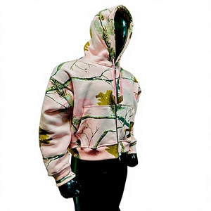Chaqueta de Forro Polar con Capucha y Estampado Floral Rosa para Mujer, Cierre Frontal con Cremallera, Manga Larga, Largo Regular, Ropa de Otoño, Impermeable y Transpirable - Product Image 1
