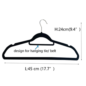 Prix usine en gros poids léger fente antidérapante multi-fonctionnel en plastique flocage porte-manteau cravate cintre velours cintre - Product Image 2