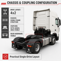 Camion tracteur HOWO TH7 6x4 500HP d'occasion de qualité supérieure avec quinquième essieu robuste pour le transport de remorques, camion benne HOWO