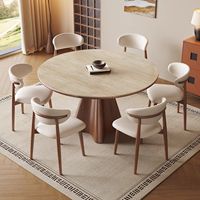 Table à manger ronde extensible de luxe de style mi-siècle en marbre et bois massif, avec chaises, pour 4, 6 ou 8 personnes, meubles de salle à manger, cuisine, maison