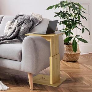 Bamboo Height Adjustable Sofa <b>Table</b> With Storage <b>C</b> <b>Shape</b> Side <b>Table</b> For Living Room Coffee <b>Table</b> - Product Image 2
