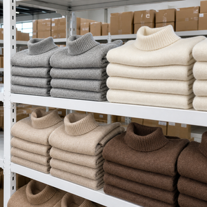 Maglione Oversize da Donna in Misto Lana e <span class=keywords><strong>Cashmere</strong></span>, Collo Alto, Spalle Scese, Lavorazione a Maglia, Maniche Lunghe, Vendita all'Ingrosso, Produzione in Fabbrica - Product Image 6