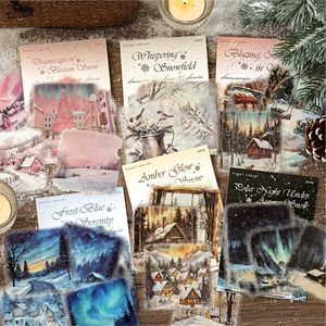15 autocollants par paquet, série de poèmes sur paysages enneigés, matériaux de scène miniature <span class=keywords><strong>pour</strong></span> le journal intime DIY, collage décoratif - Product Image 1