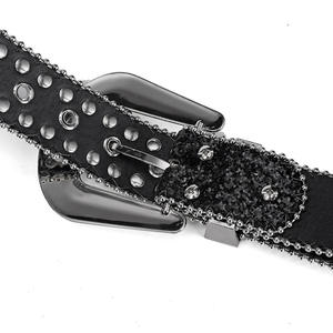 Cintura Western da Donna con Strass, Fibbia in Lega, in Pelle PU, Stile Y2K <span class=keywords><strong>Punk</strong></span> <span class=keywords><strong>Rock</strong></span> - Product Image 3