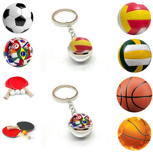 Double-Sided Glass Ball Pendant Keychain New Design with Basketball Soccer Volleyball Table Tennis Gemstone Keychain