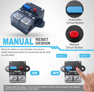 Disjoncteur réinitialisable DC12V 80A, protection contre les surcharges en ligne avec bouton <span class=keywords><strong>de</strong></span> réinitialisation manuel pour <span class=keywords><strong>voiture</strong></span> - Product Image 2