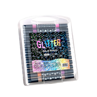 Lot de 24 marqueurs acryliques scintillants en plastique, stylos surligneurs perlés à paillettes pour cahiers, dessins colorés pour enfants et étudiants