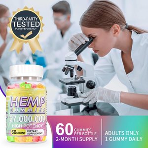 Cây gai dầu Gummies hiệu lực cao thuần chay dầu cây gai dầu cho thư giãn bình tĩnh não & khớp W/<span class=keywords><strong>Omega</strong></span> 3 6 9 vitamin A E & B1 <span class=keywords><strong>Zero</strong></span> đường 60cts - Product Image 5