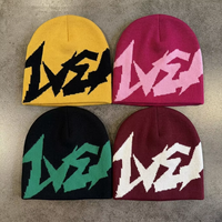 Conception graphique de haute qualité tricoté Jacquard hiver Satin doublé noir bonnets Bonnet Streetwear Beanie chapeaux