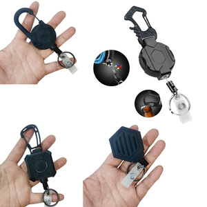 Porte-clés magnétique, porte-badge robuste, cordon en acier épaissi, ABS noir, avec boucle magnétique à tirage facile. - Product Image 1